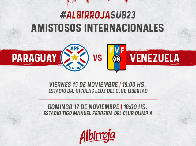 Albirroja Sub 23 disputará sus 1eros. amistosos internacionales ante Venezuela