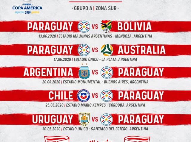 Paraguay debutará ante Bolivia en la Copa América 2020